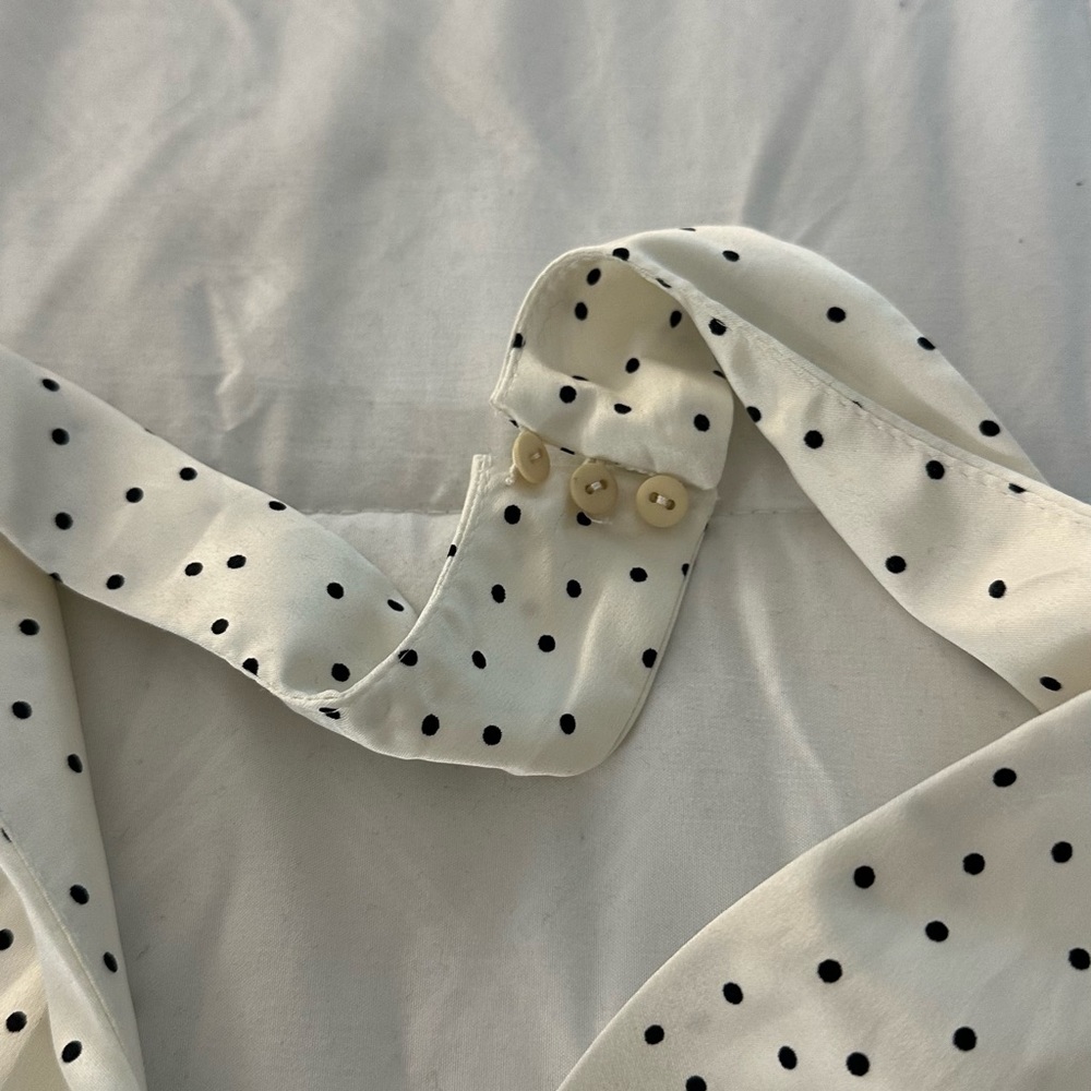 Deep Plunge Polka Dot Mini Dress Off-white - Picture 6 of 8